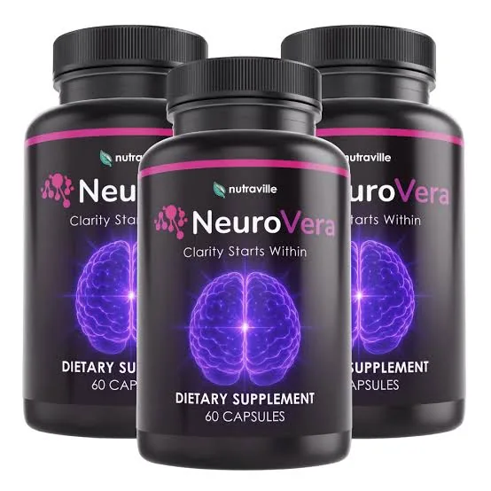 Three bottles of Nutraville NeuroVera dietary supplement